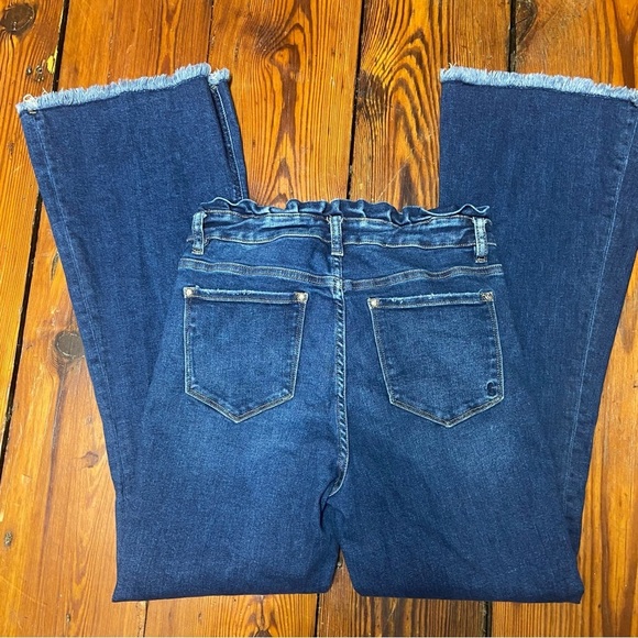 Rockin’ C Women's High Rise Flared Jeans Size 29 Elastic Waist Raw Hem Western - Picture 9 of 11